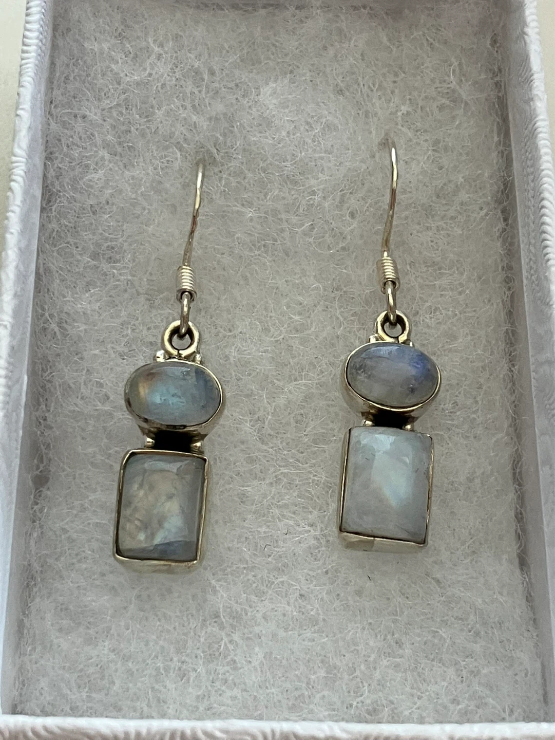 Sterling Silver Rainbow Moonstone Dangle Earrings - photo 2