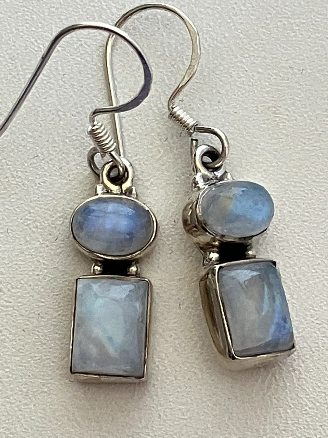 Sterling Silver Rainbow Moonstone Dangle Earrings