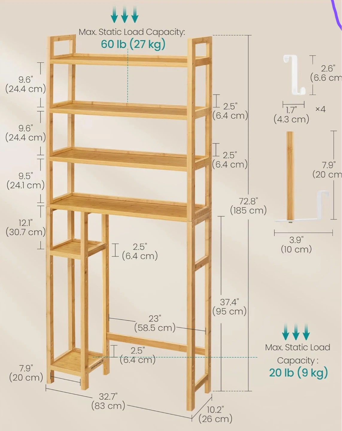Bamboo Over The Toilet Storage Shelf