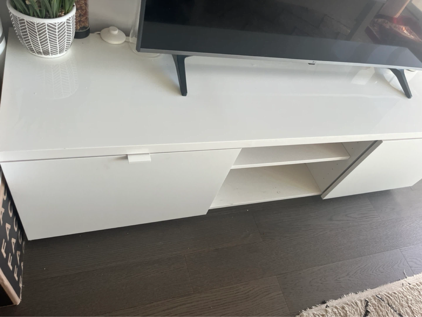 White IKEA TV Stand with Storage - photo 3