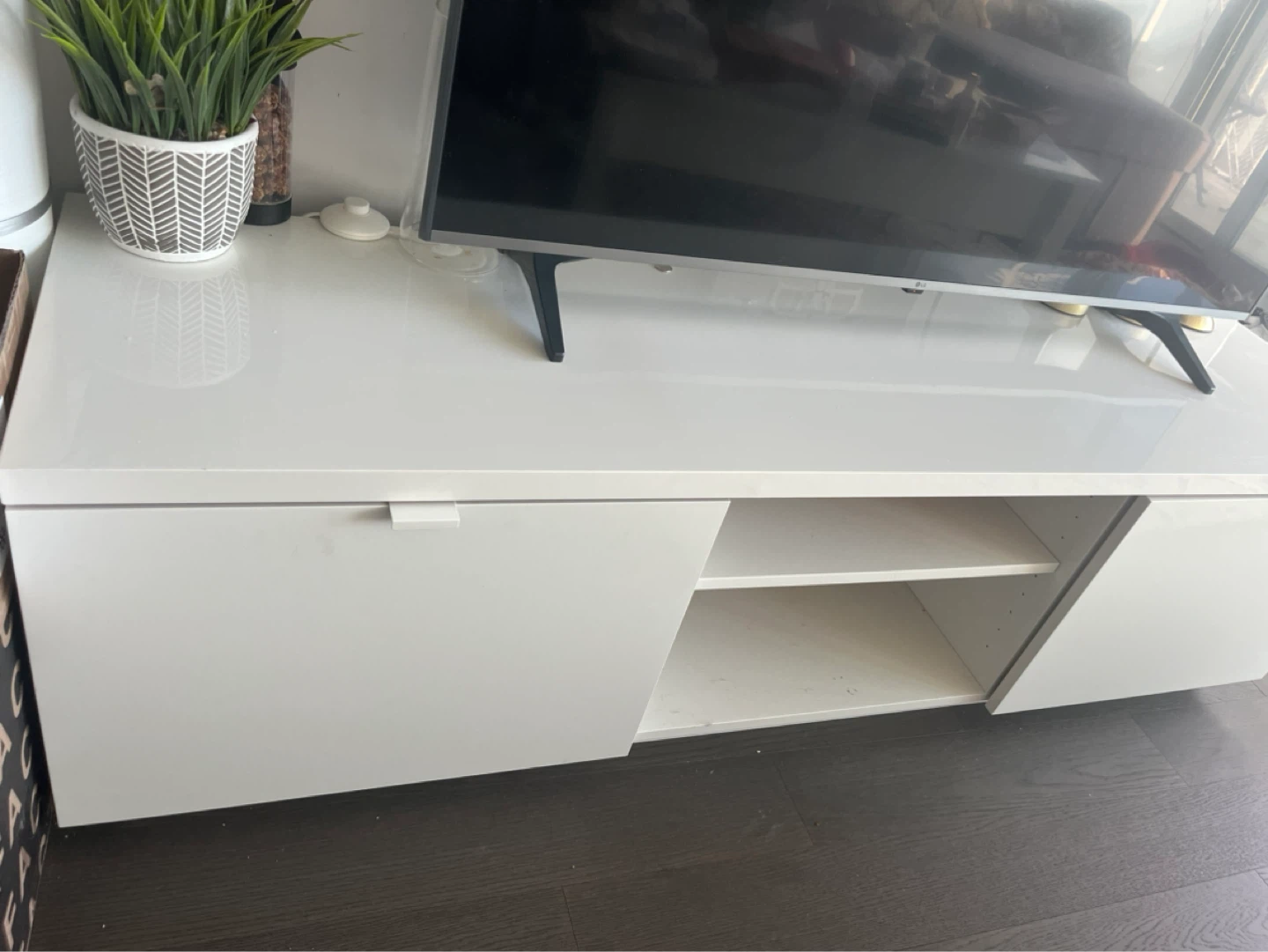 White IKEA TV Stand with Storage