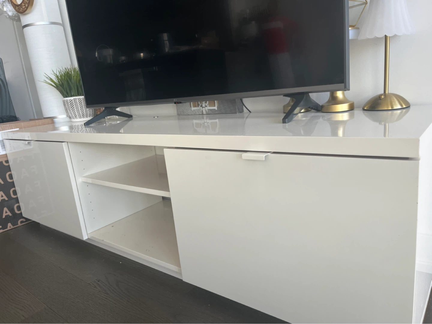 White IKEA TV Stand with Storage - photo 2