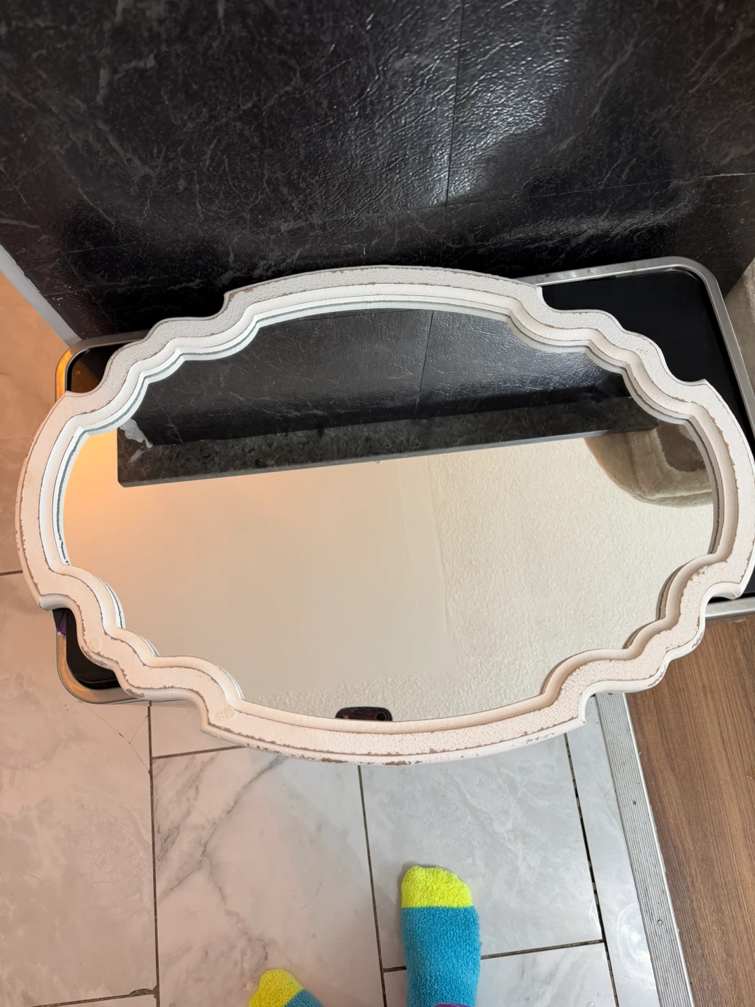 Ornate White Decorative Wall Mirror