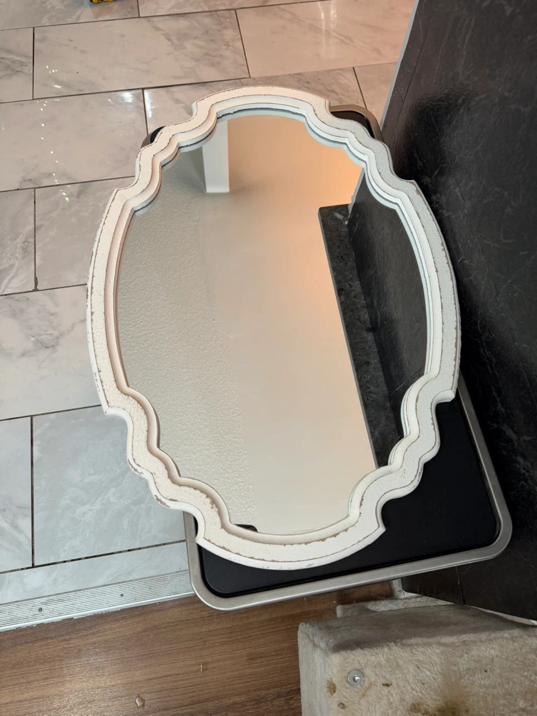 Ornate White Decorative Wall Mirror - photo 2