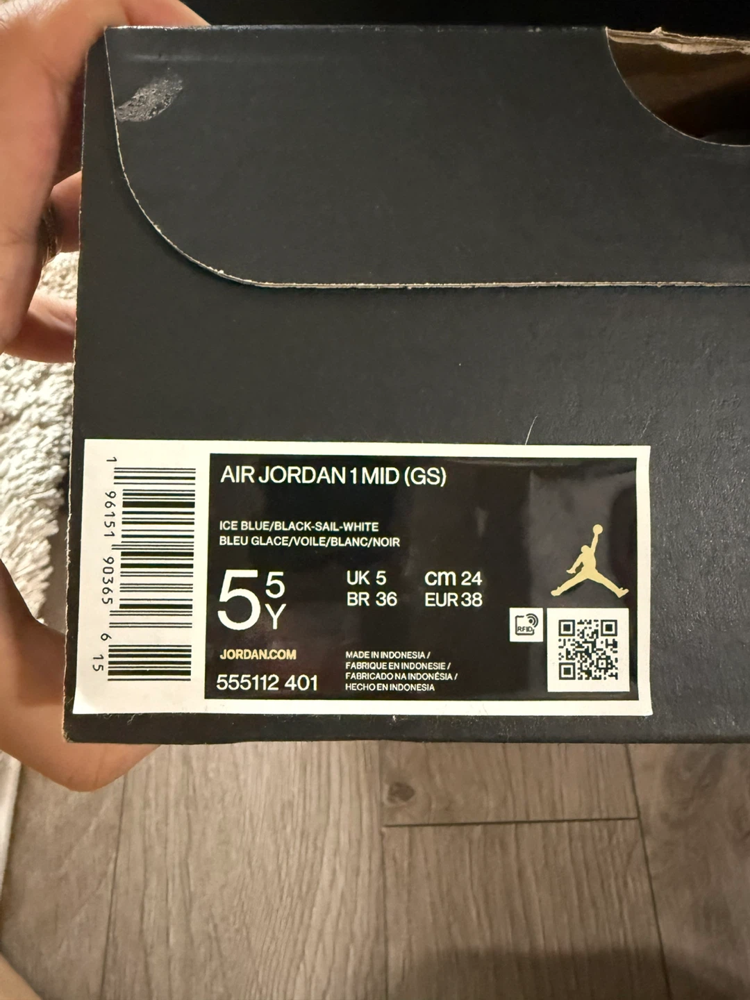 Air Jordan 1 Mid (GS) Ice Blue/Black-Sail-White - photo 2