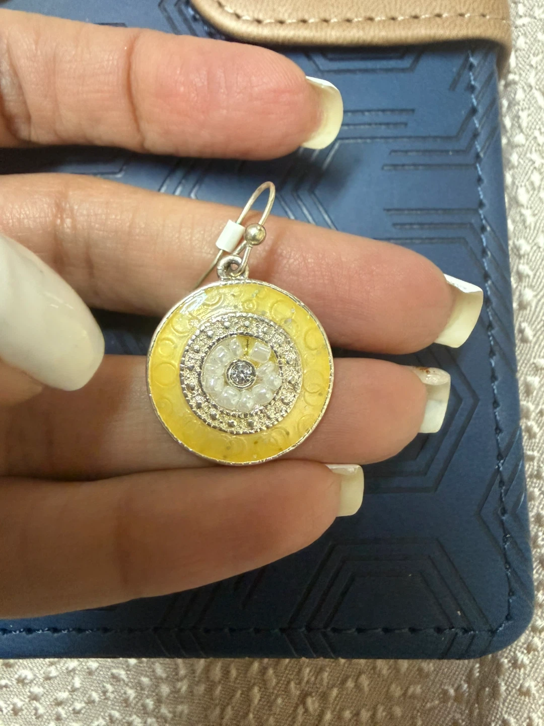 Yellow Enamel Pendant Necklace and Earring Set - photo 3
