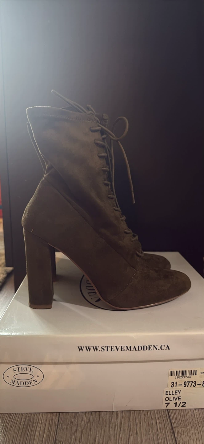 Steve Madden Lace-Up Booties - Olive Green - Size 7.5 - photo 2
