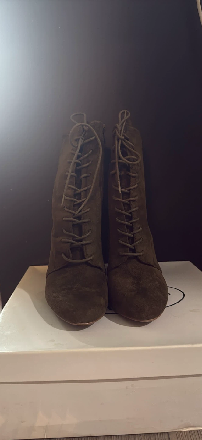 Steve Madden Lace-Up Booties - Olive Green - Size 7.5