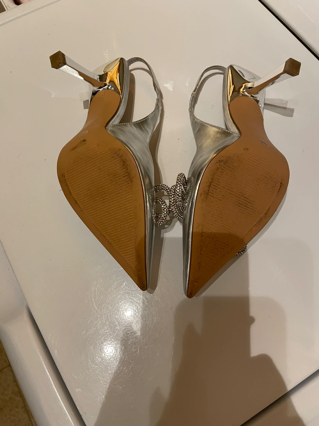 Steve Madden Silver Slingback Heels with Embellished Bow - photo 2