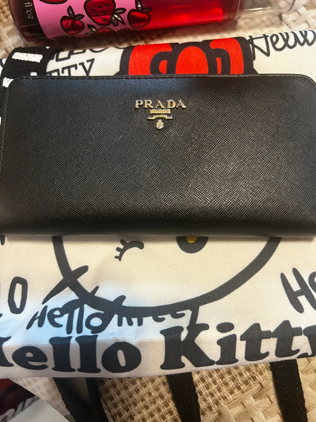 Black Saffiano Leather Zip-Around Wallet