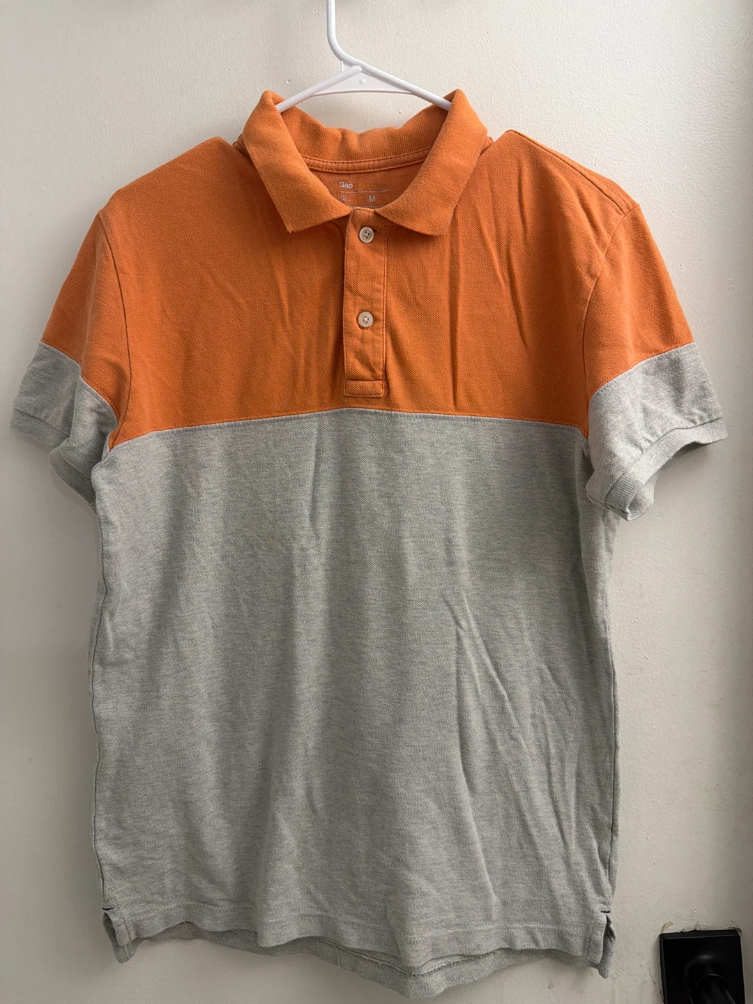 Gap Men's Orange and Grey Two-Tone Polo Shirt - Size M