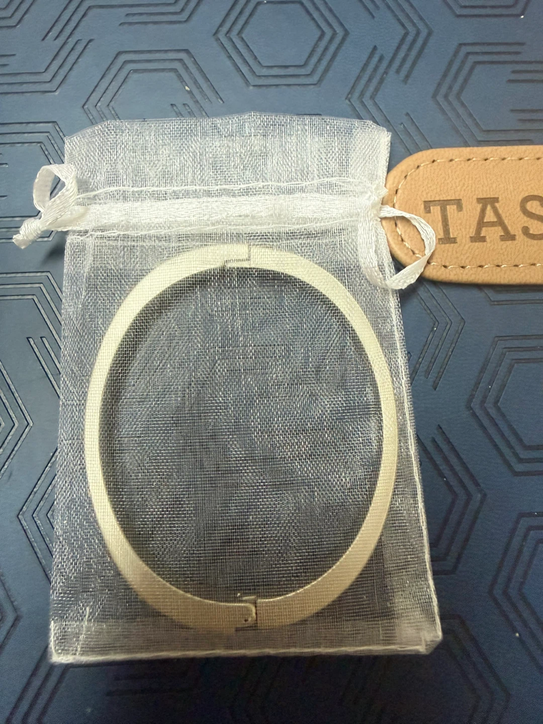 Silver-tone Bangle with Crystals and Gold-tone Beads - photo 5