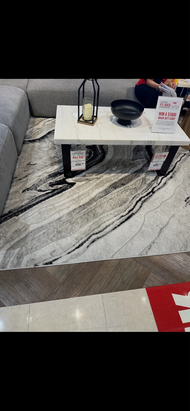 Plasma Black Grey Area Rug - 5'3" x 7'7"
