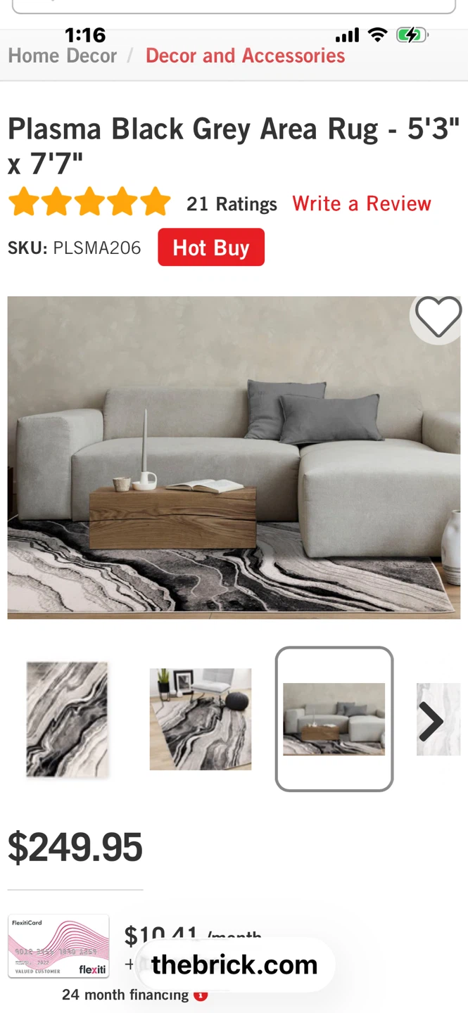 Plasma Black Grey Area Rug - 5'3" x 7'7" - photo 3