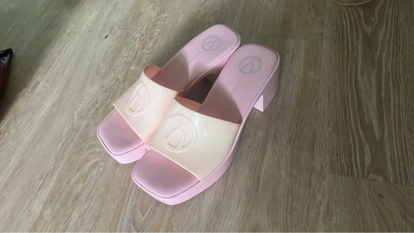 Women's Pink Platform Slide Sandals