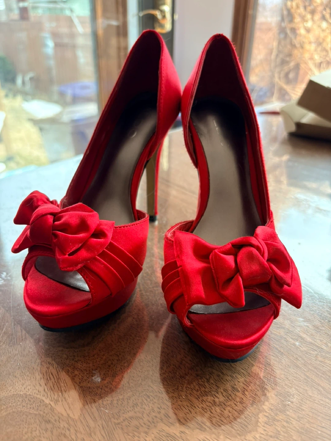 Aldo red bow shoes