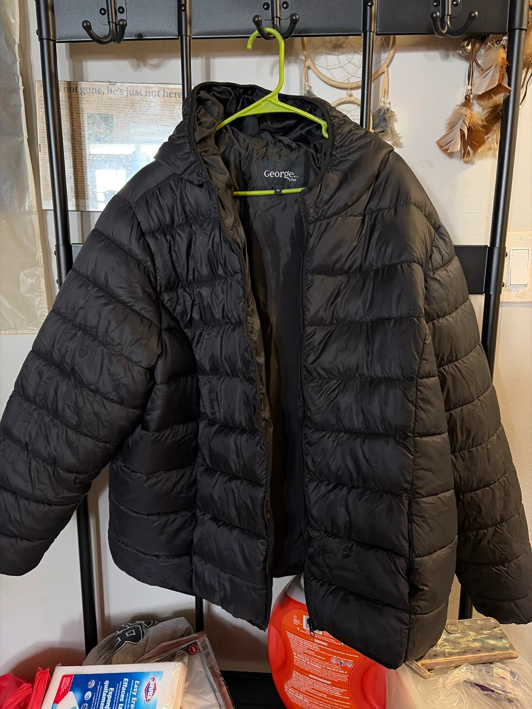 George Plus Black Puffer Jacket 4X