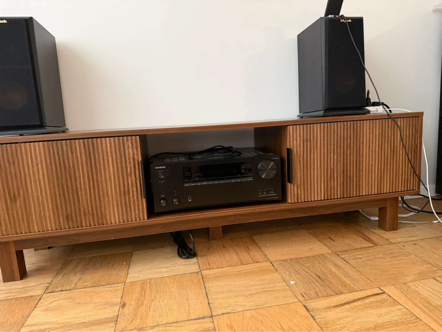 Modern Wood TV Stand Media Console with Storage