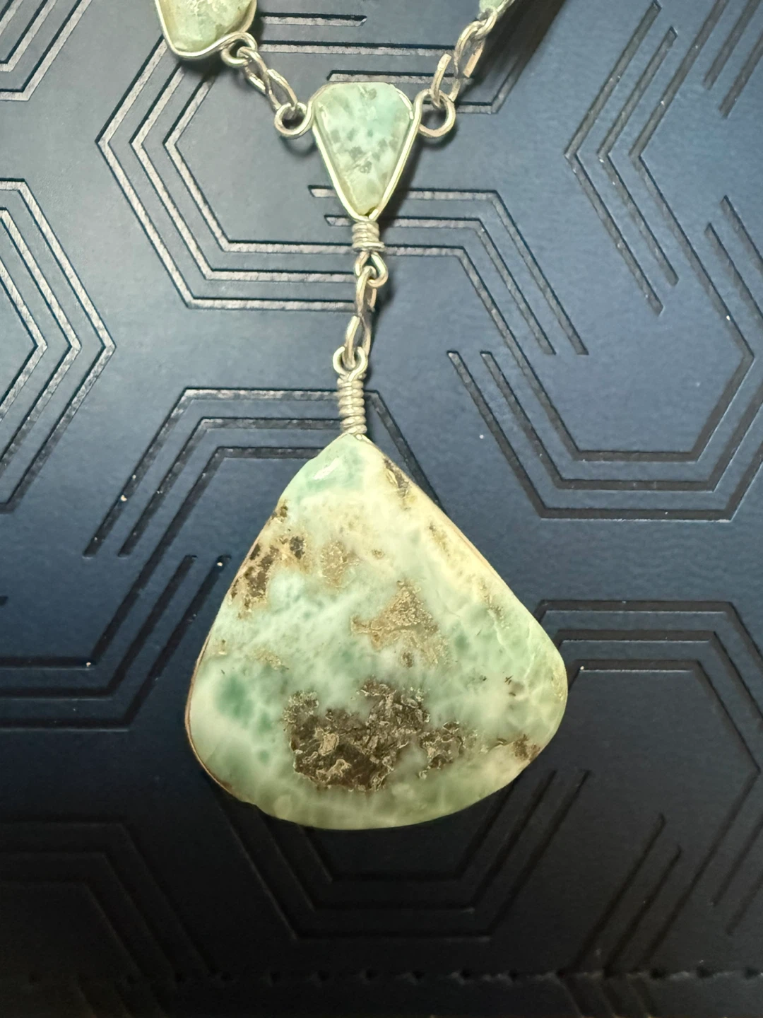 Handmade Larimar Necklace and Earrings Set - photo 2
