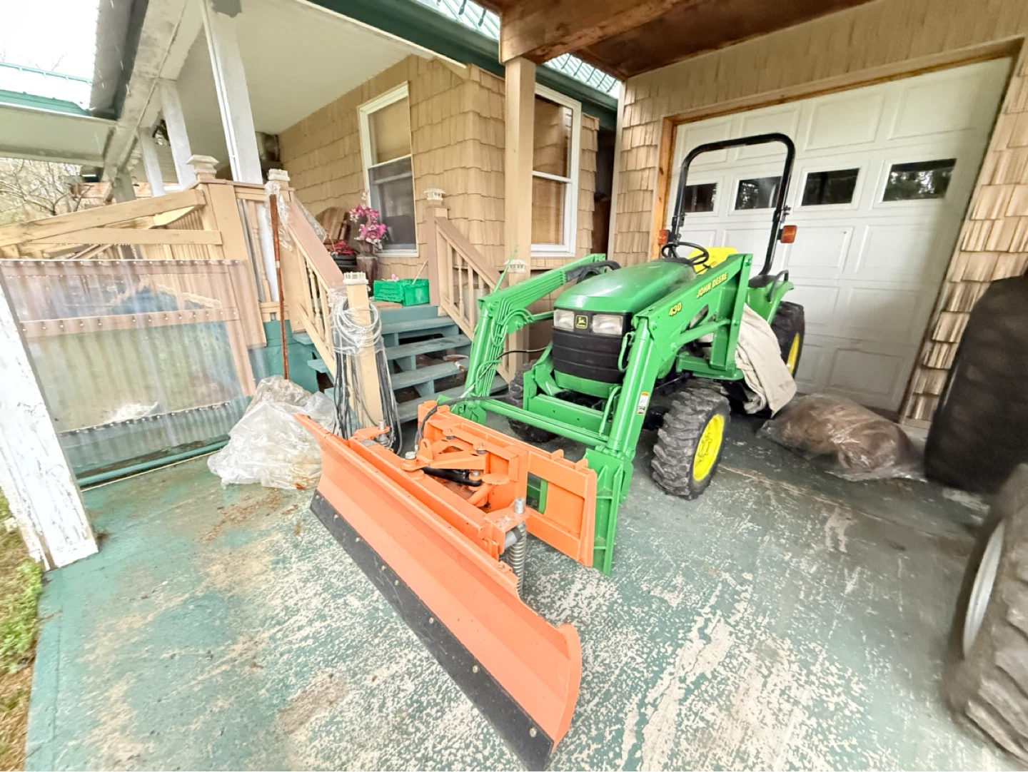 John Deere 430 Tractor with Front Loader and Snow Plow