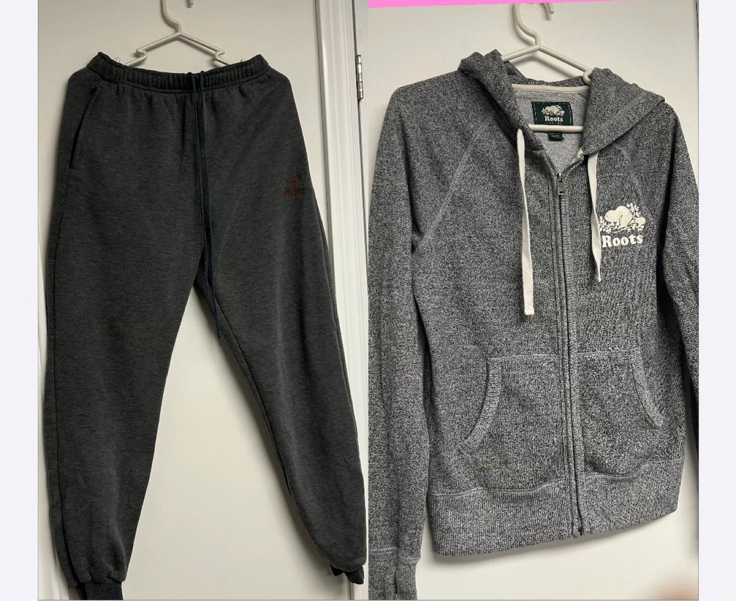 Roots Canada Grey Zip-Up Hoodie and Sweatpants Set