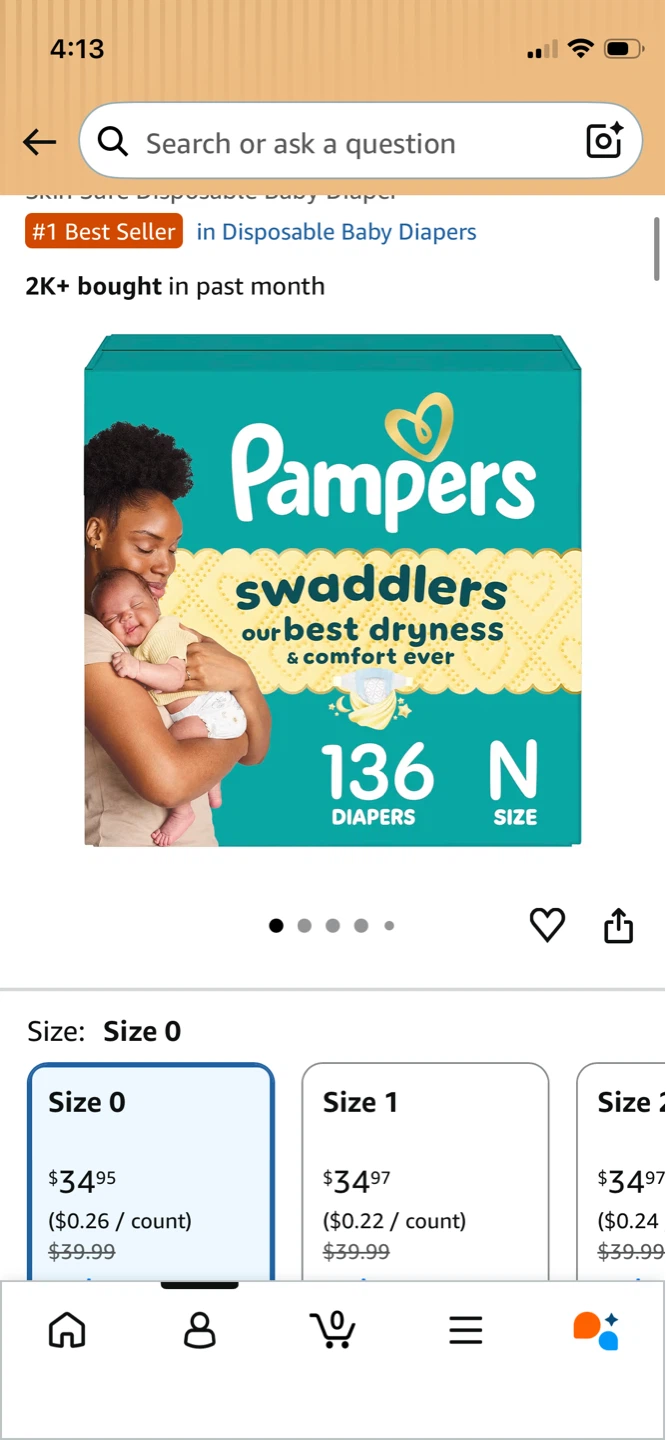 Pampers Swaddlers Diapers - Size N - Approx. 50 count - photo 3