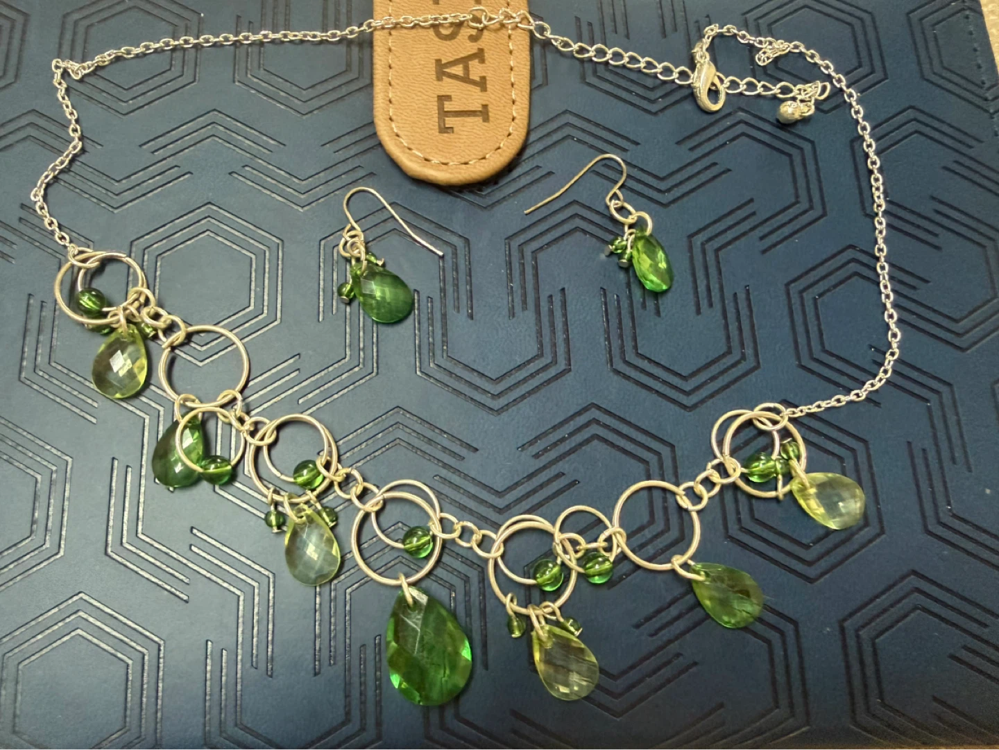 Green Beaded Necklace and Earring Set
