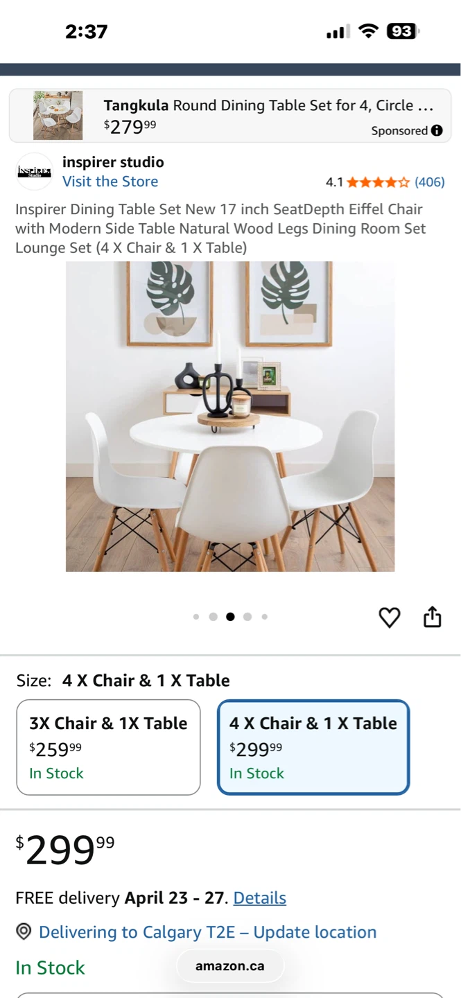 Tangkula Round Dining Table Set for 4