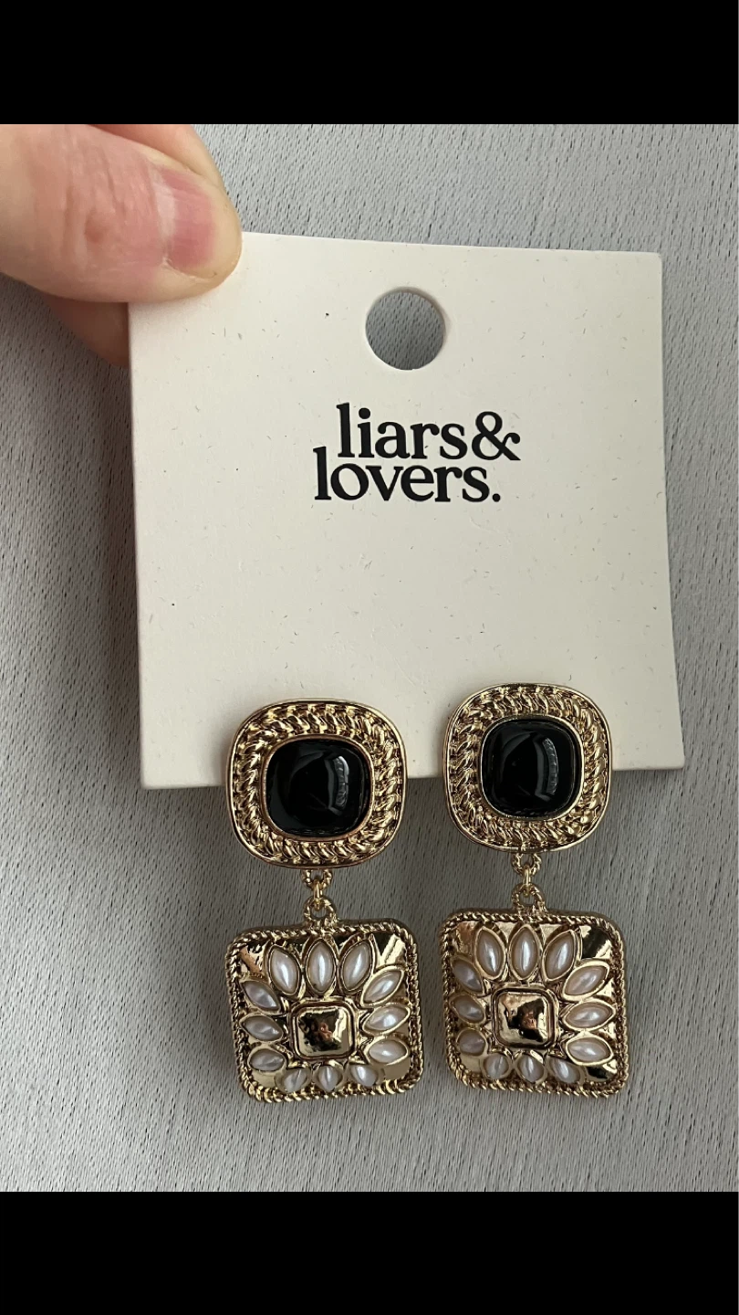 Liar's & Lovers Goldtone & Black Drop Earrings 🖤💛 - photo 2