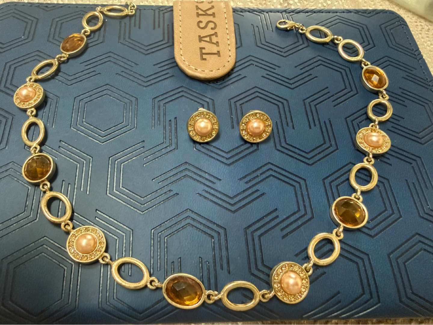 Gold-tone necklace and earrings set