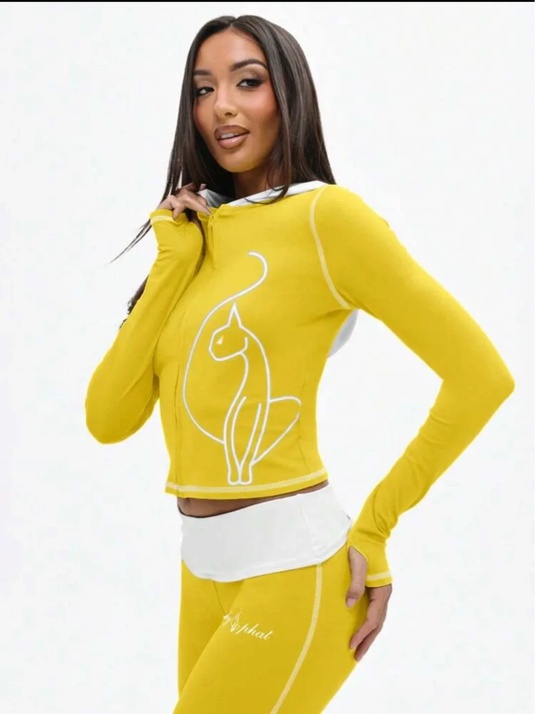 Baby Phat Yellow Zip-Up Hoodie with White Trim