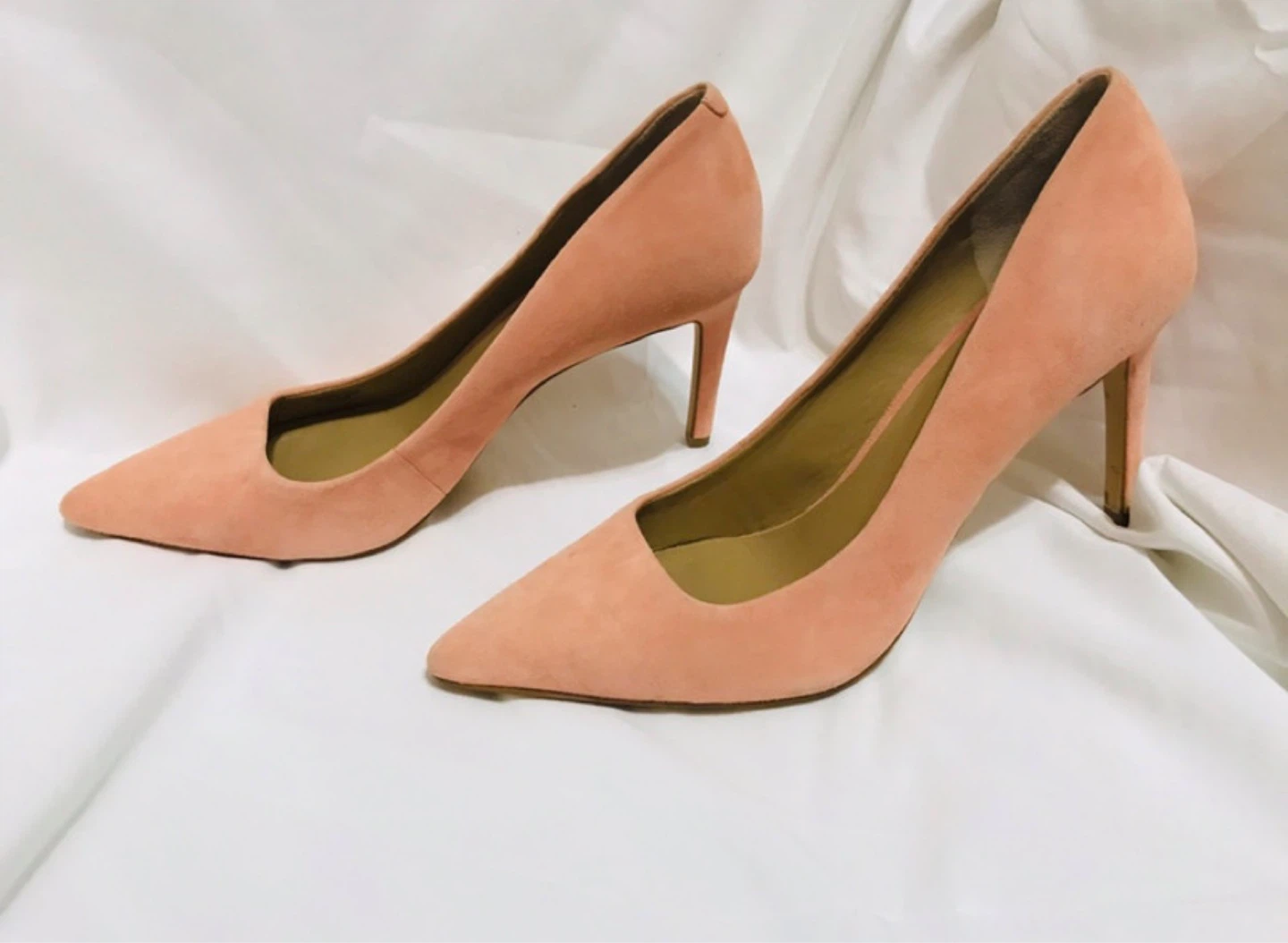 Peach Suede Pointed Toe Heels - photo 4