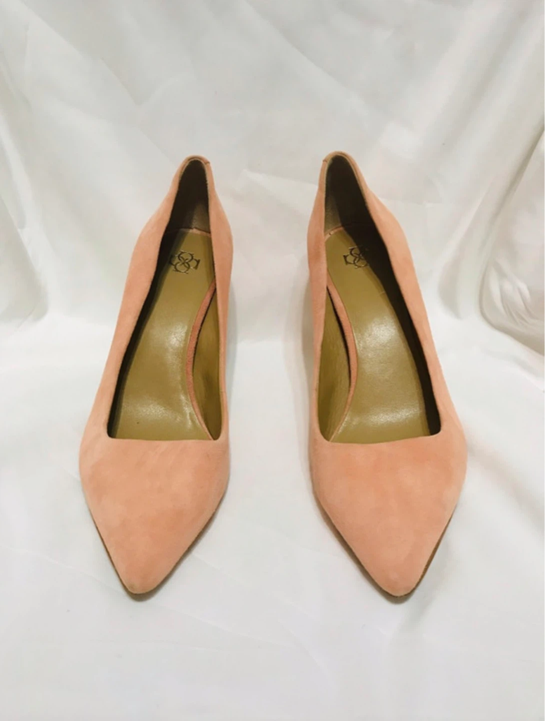 Peach Suede Pointed Toe Heels
