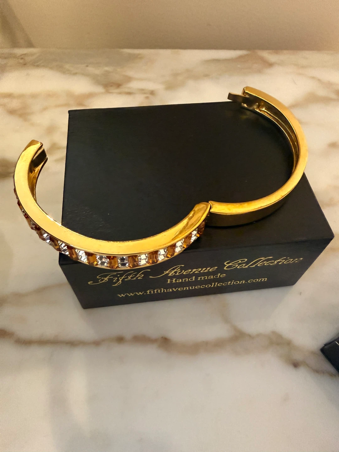 Fifth Avenue Collection Gold Tone Bangle Bracelet with Crystals - photo 3