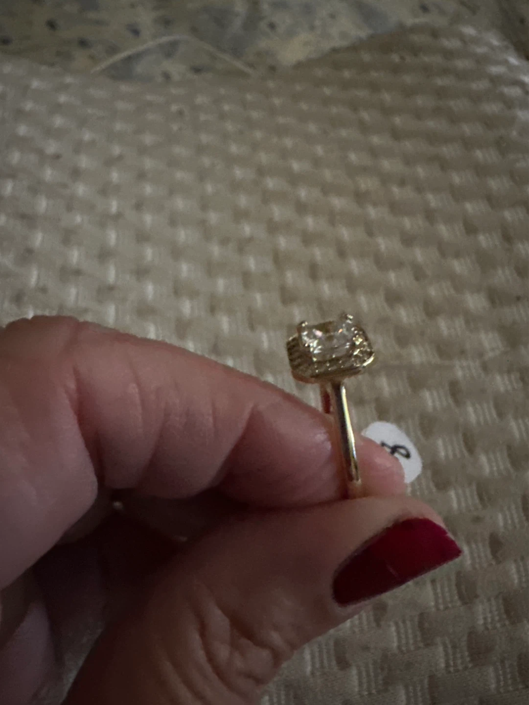 Gold laminated Ring with Square Cut Center Stone - Size 8 - photo 2