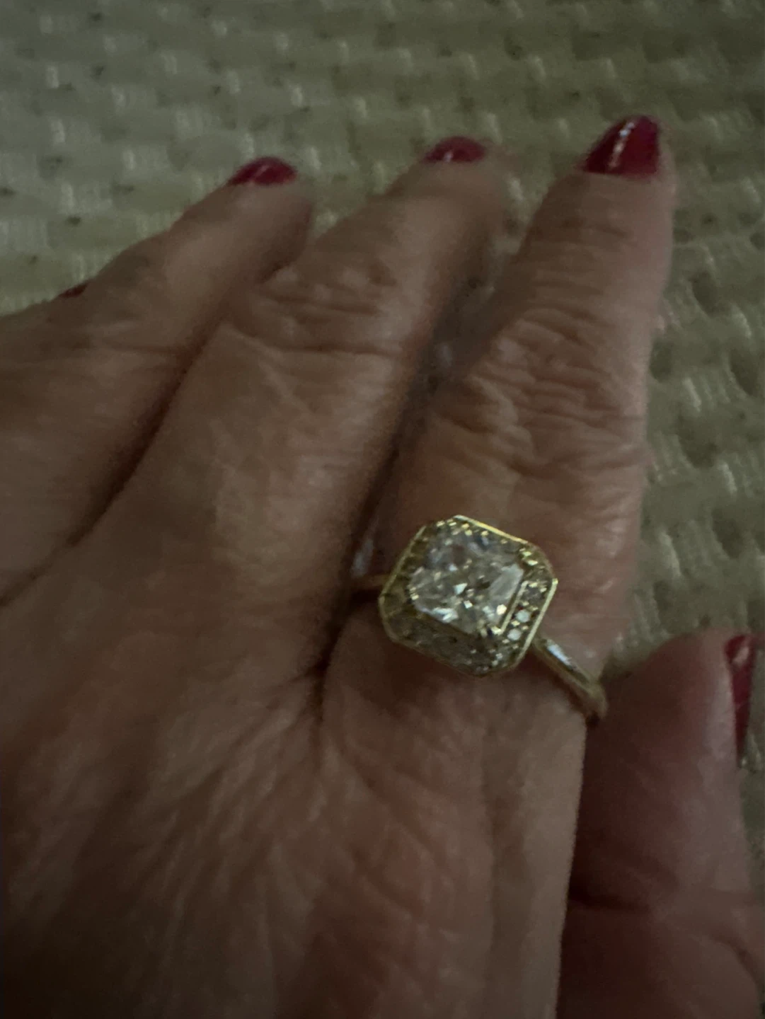 Gold laminated Ring with Square Cut Center Stone - Size 8 - photo 3