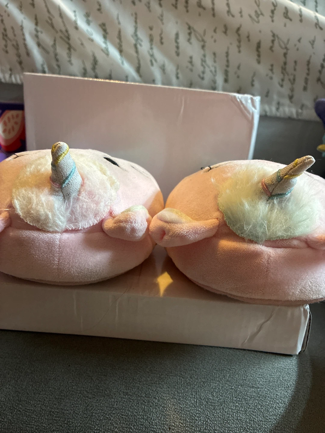 Squishmallows Pink Narwhal Slippers Size 9-10