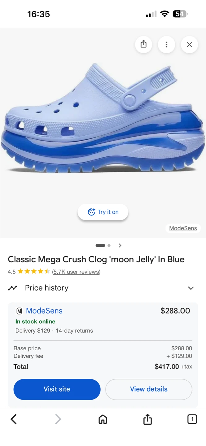 Crocs Classic Mega Crush Clog 'moon Jelly' In Blue - Size M12 - photo 2