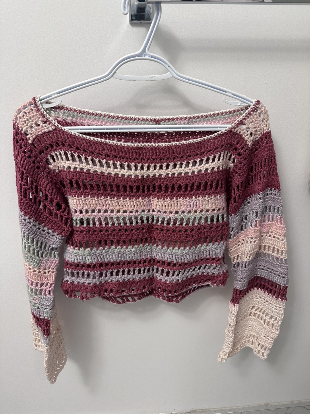 Crocheted Striped Long Sleeve Sweater - made by me!!