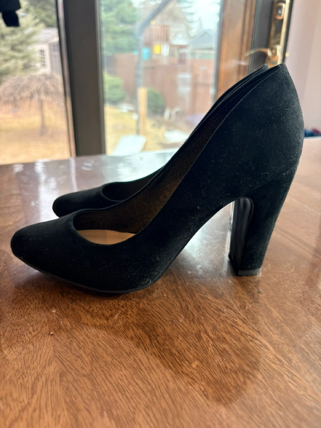 Black Fergie Velvet heels