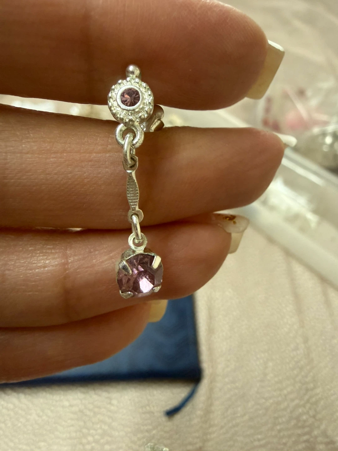 Pink Rhinestone Necklace and Earring Set - photo 2