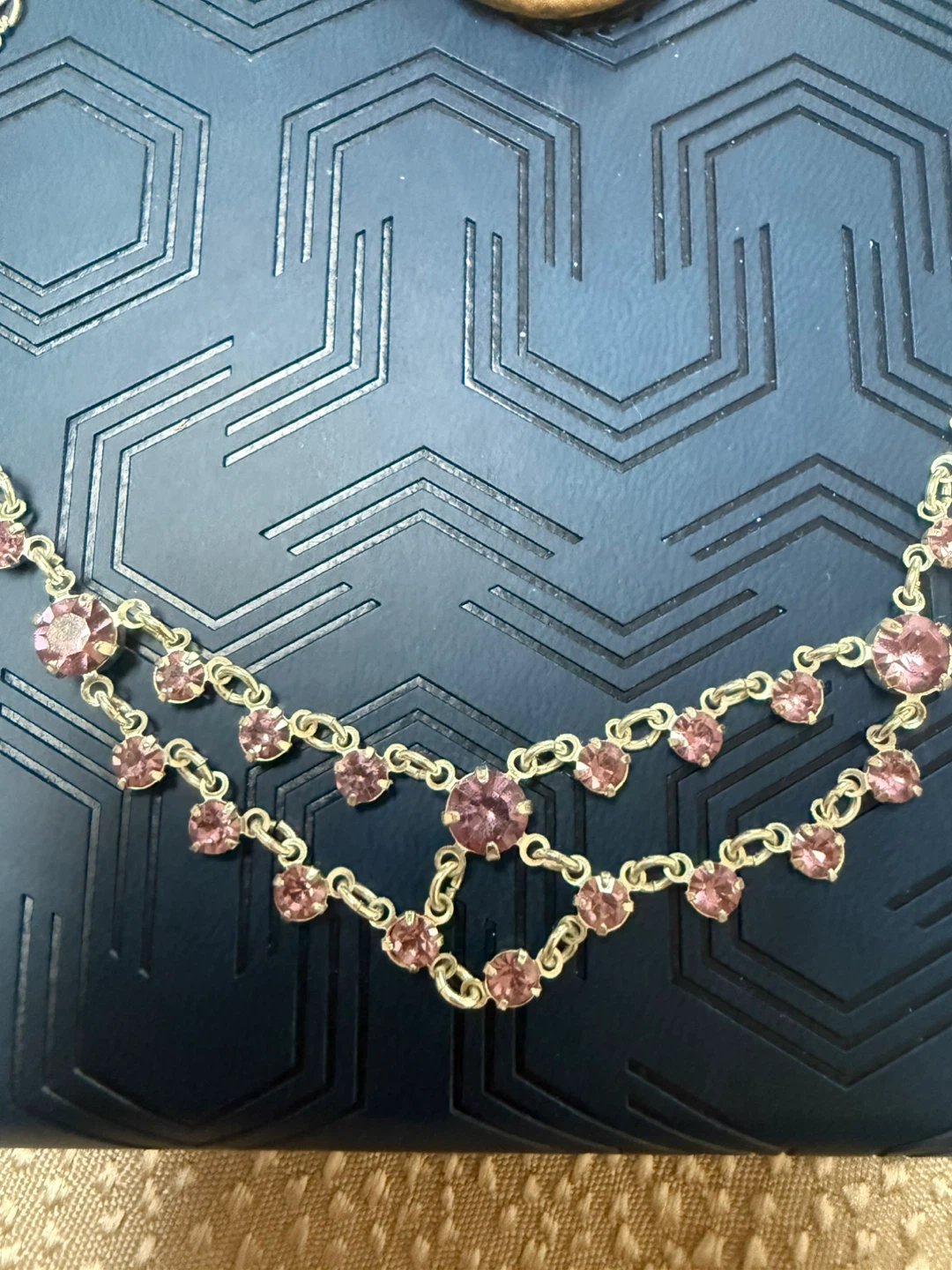 Pink Rhinestone Necklace and Earring Set - photo 3