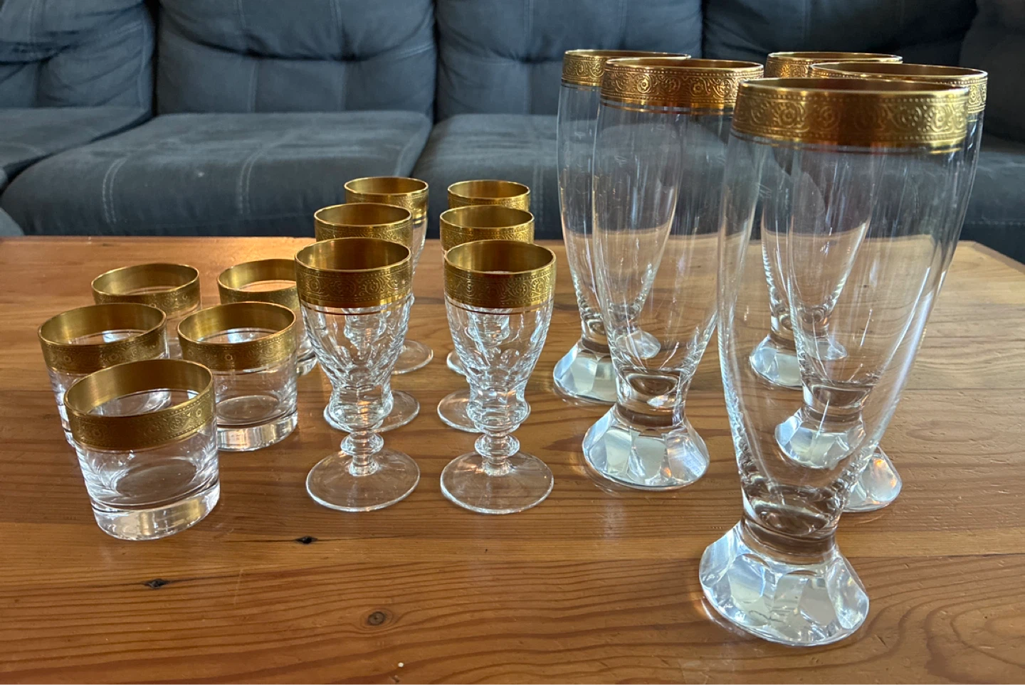 Vintage Gold Etched  Bar Drink Set