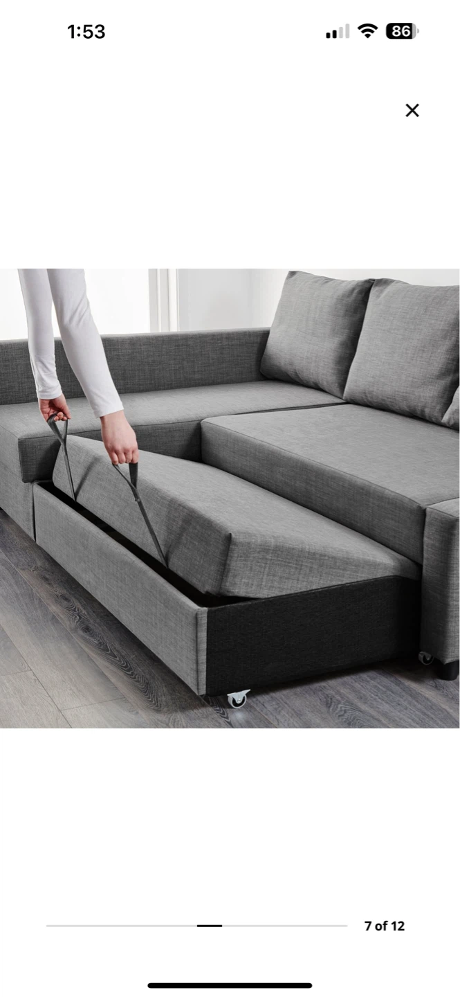 IKEA Grey Sectional Sofa Bed with Storage - photo 3