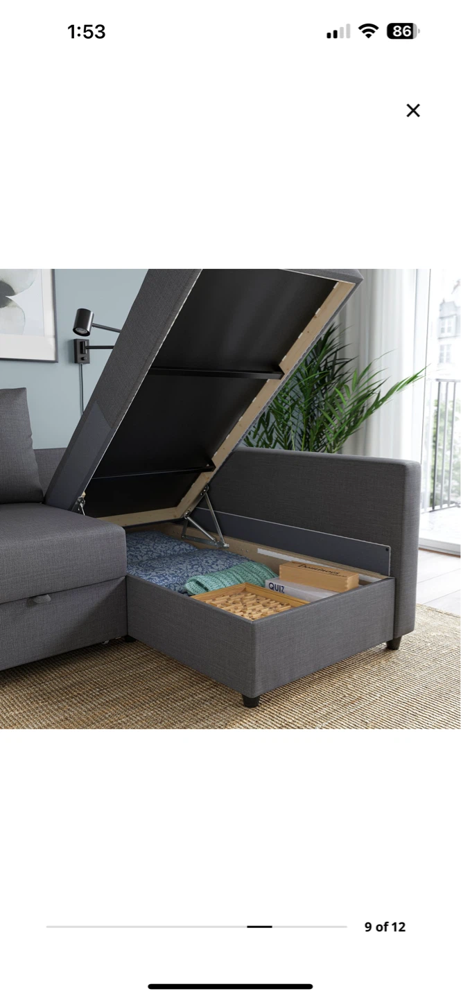 IKEA Grey Sectional Sofa Bed with Storage - photo 4