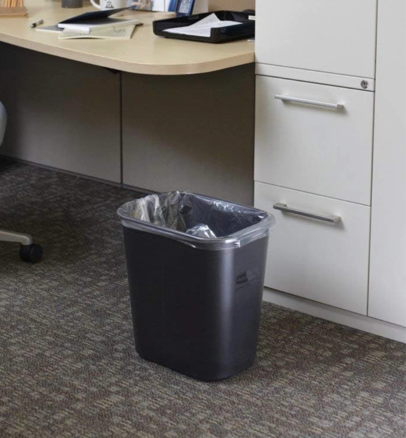 Black Wastebasket 15" H x 14.5" L x 10.5" W