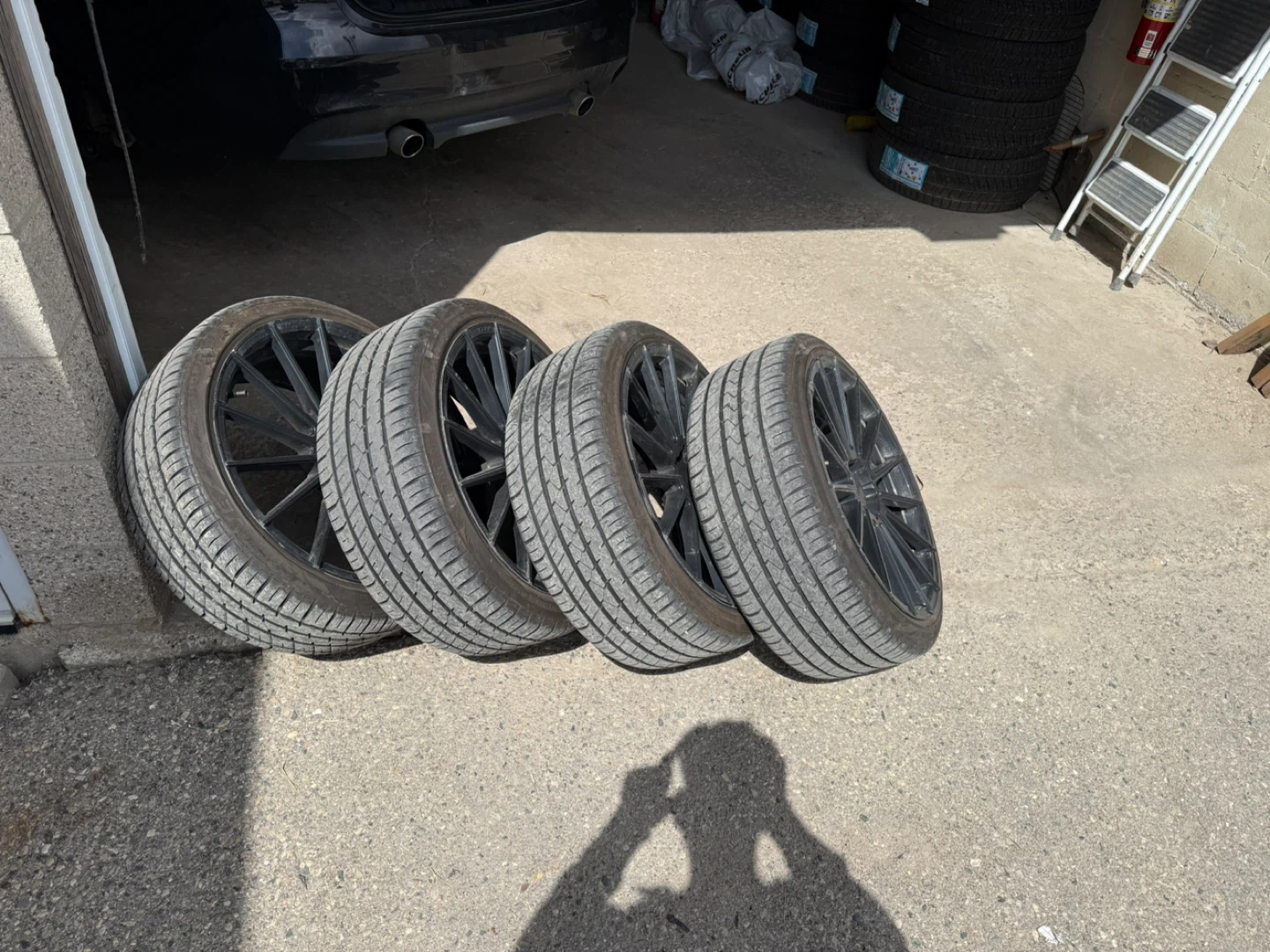 Set of 4 Black 20-inch Wheels and Tires - photo 4