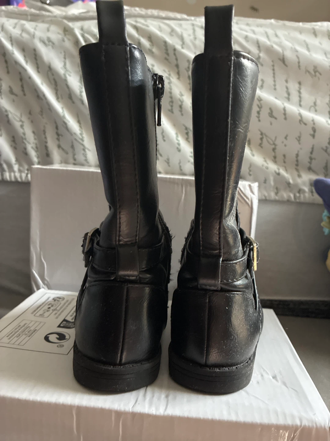 The Children's Place toddler girl Black Faux Leather Tall Boots - photo 4