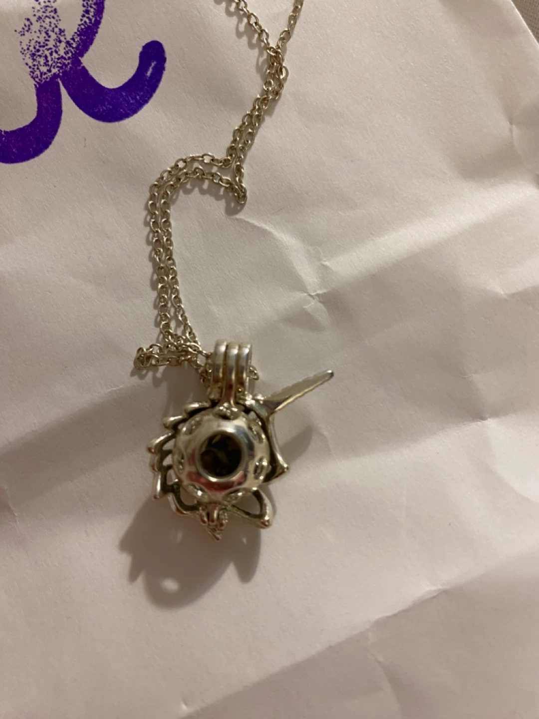Moldavite in Unicorn locket Pendant Necklace - photo 4