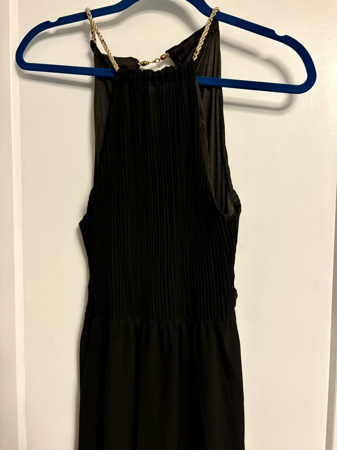 Black Maxi Dress with Gold Chain Detail - photo 2